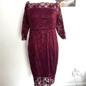 Torrid Special Occasion Red Wine Lace Midi Dress
